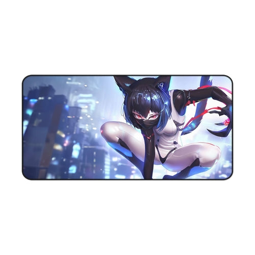Cyborg Cat Girl Large Mouse Pad
