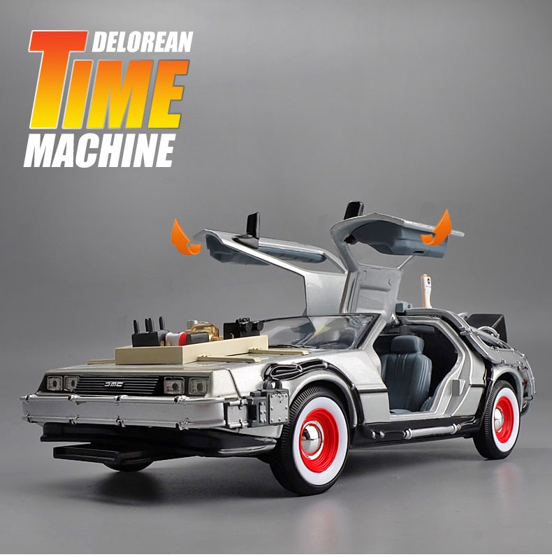 Welly 1:24 Diecast Alloy Model Car DMC-12 delorean back to the future Time Machine Metal Toy Car For Kid Toy Gift Collection