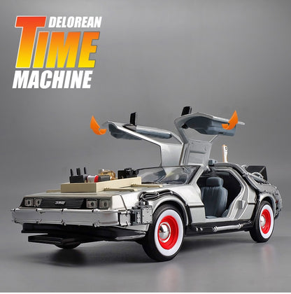 Welly 1:24 Diecast Alloy Model Car DMC-12 delorean back to the future Time Machine Metal Toy Car For Kid Toy Gift Collection